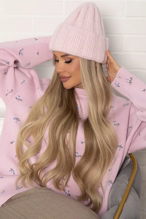 Шапка двухслойная Зимние деньки (нежно-розовая) Ш22-4М
