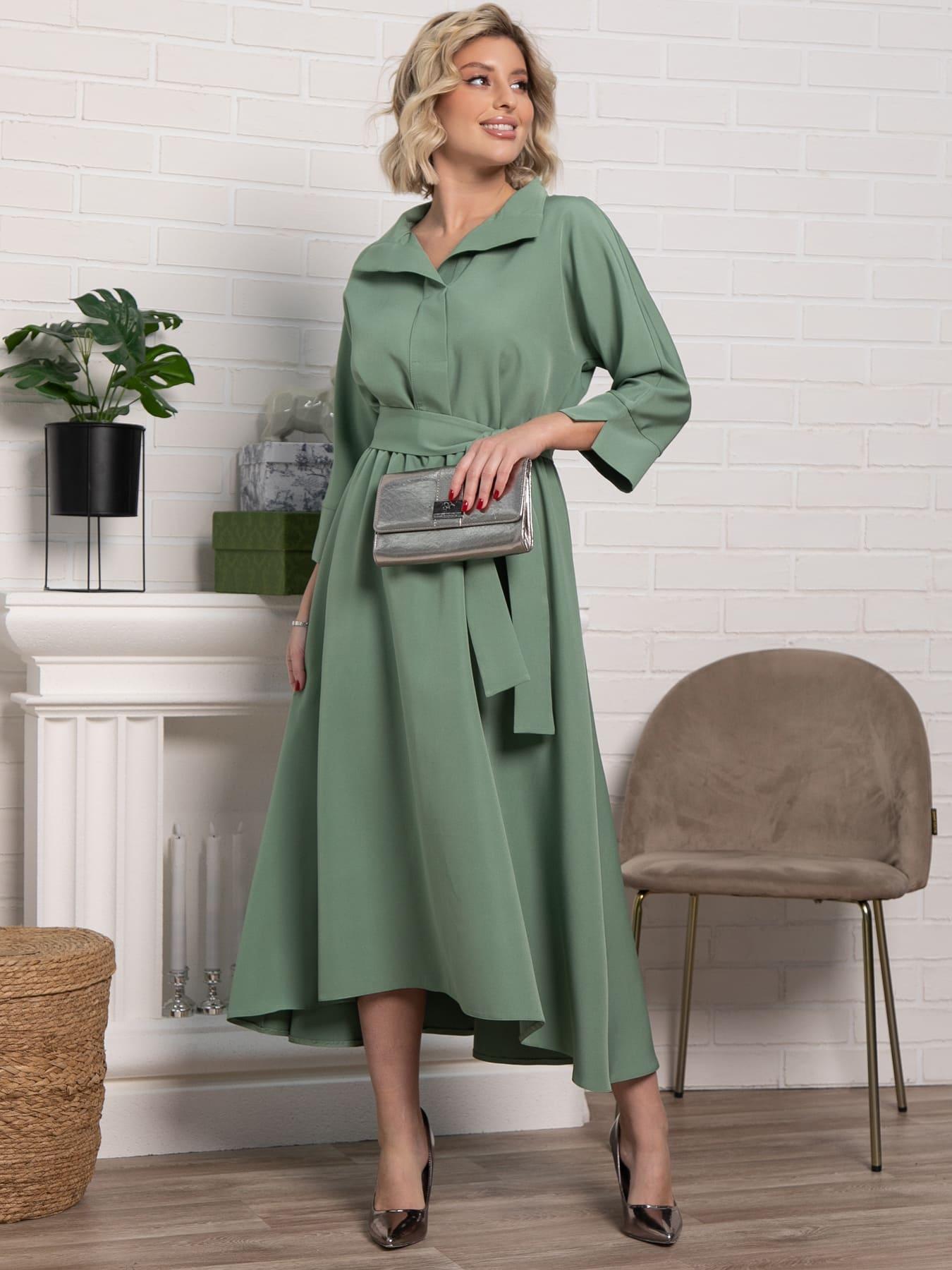 Платье Лорита (серо-зеленое) П15153-16М