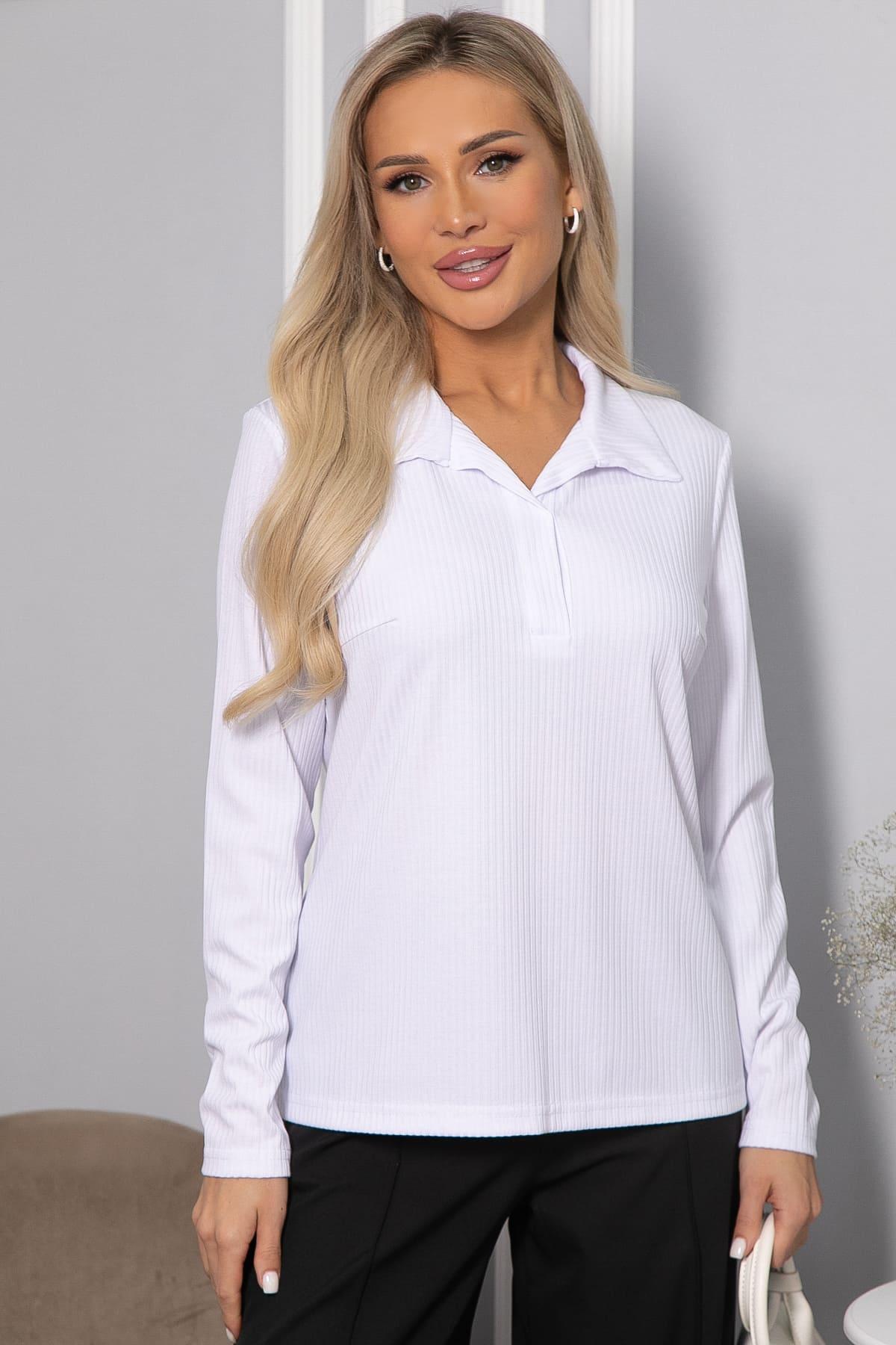 Лонгслив с воротничком Ритм жизни (белый) Б14407-6М