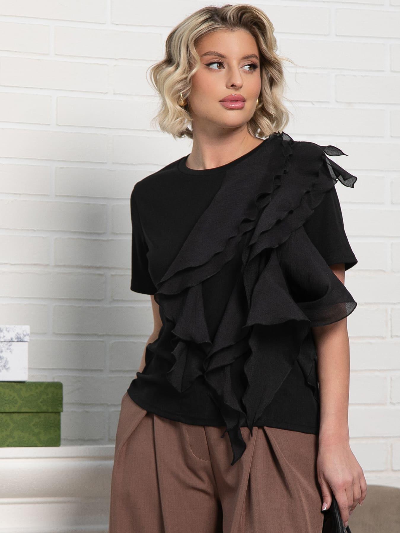 Блуза праздничная Риана ХИТ (черная) Б15078-5М