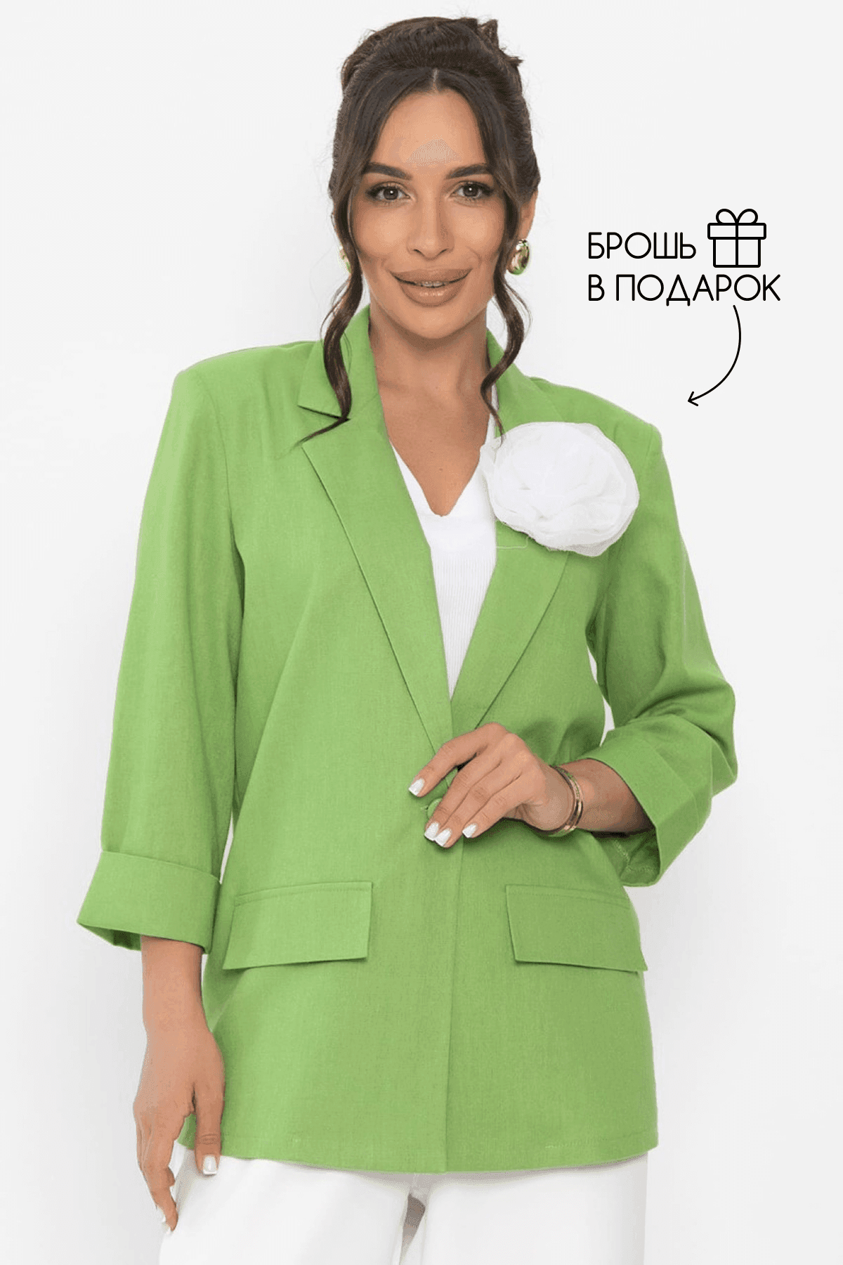 Пиджак льняной Мэрлин (зеленый) Б15429-7М
