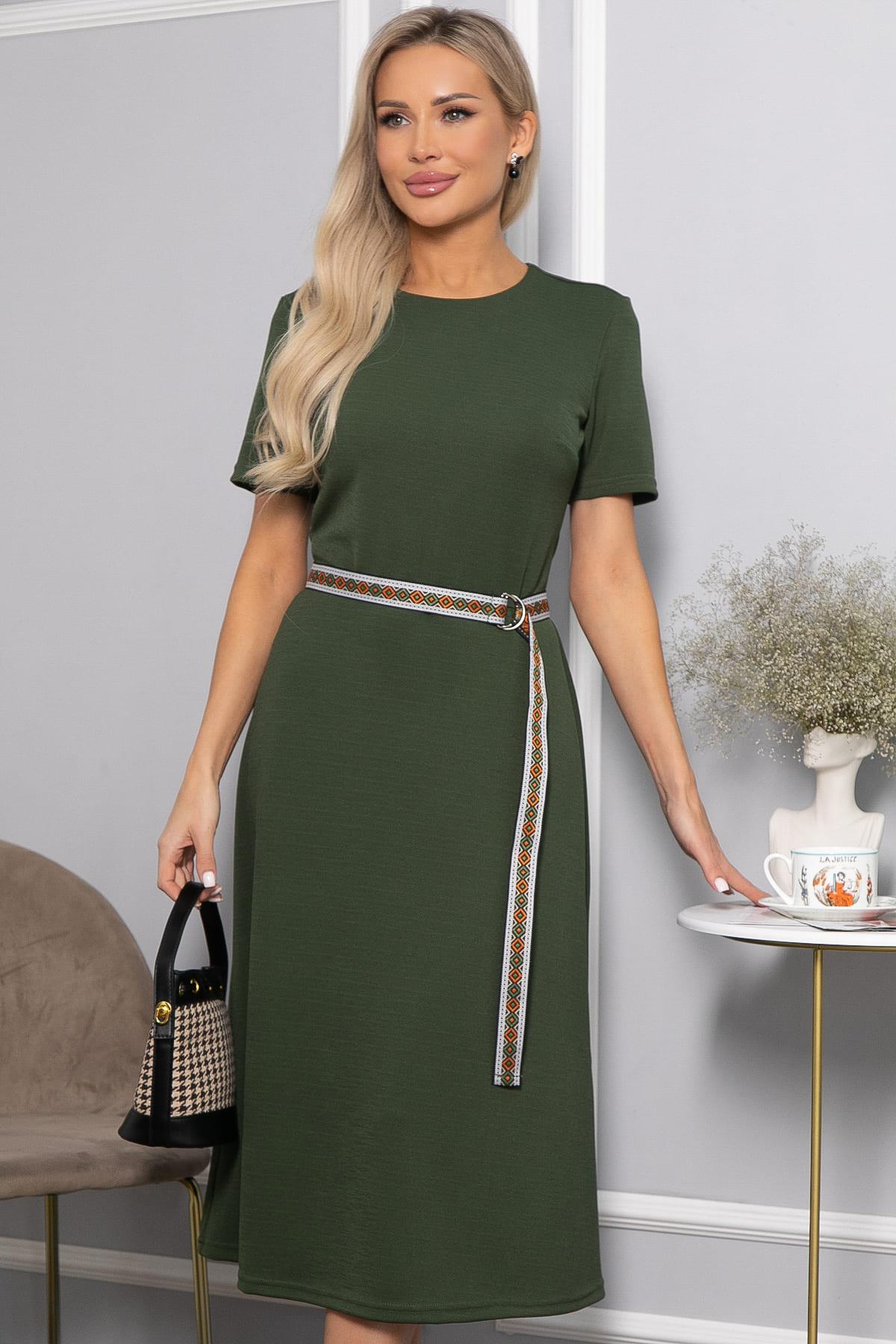 Платье трикотажное Парижанка (зеленое) П14415-10М