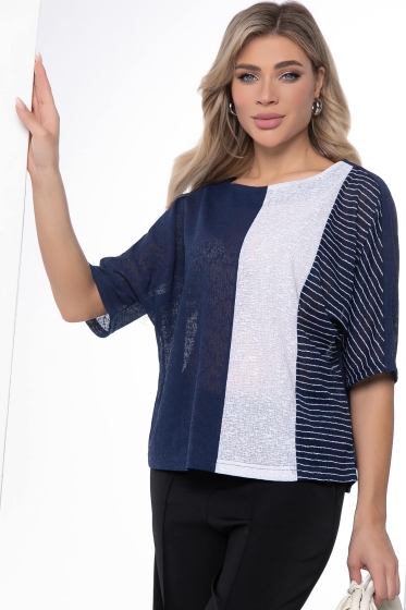 Блуза "Стильный замысел" (сине-белая) Б9039