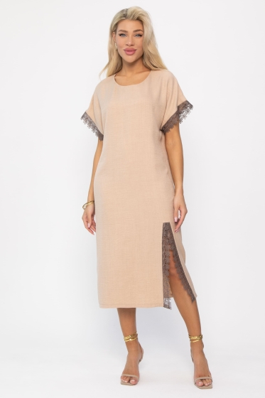 Платье Цветные кружева (бежевое) П13657-18М